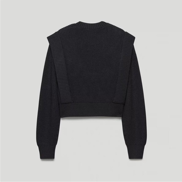 Babaton Black Ribbed Crew Neck Sweater - Picture 3 of 5